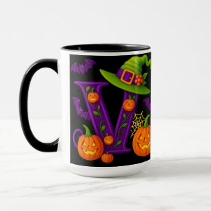 Taza Brujería Halloween inicial "V" Mug