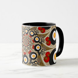 Taza Brunch Fractal Art Comida divertida, Tomates, Huev