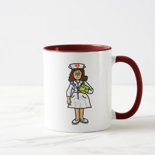 Taza Brunette Enfermera Femenina Mug Añadir nombre!