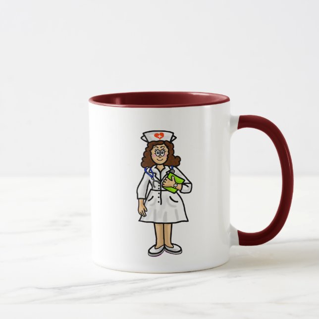 Taza Brunette Enfermera Femenina Mug Añadir nombre! (Derecha)