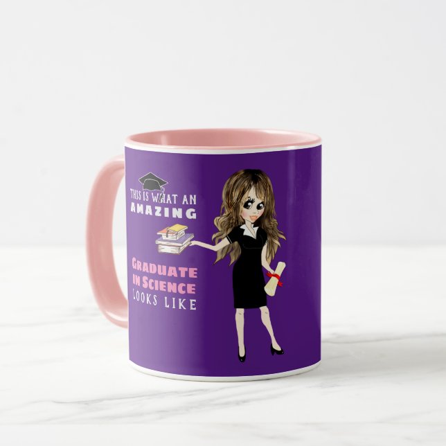 Taza Brunette femenina de GRADUADO de caricatura - Pers (Anverso izquierdo)