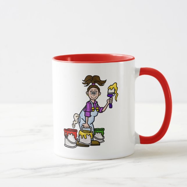 Taza Brunette Mujer pintora nombre Mug (Derecha)