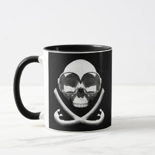 Taza Buceo con tubo y bandera de cráneo pirata de buceo