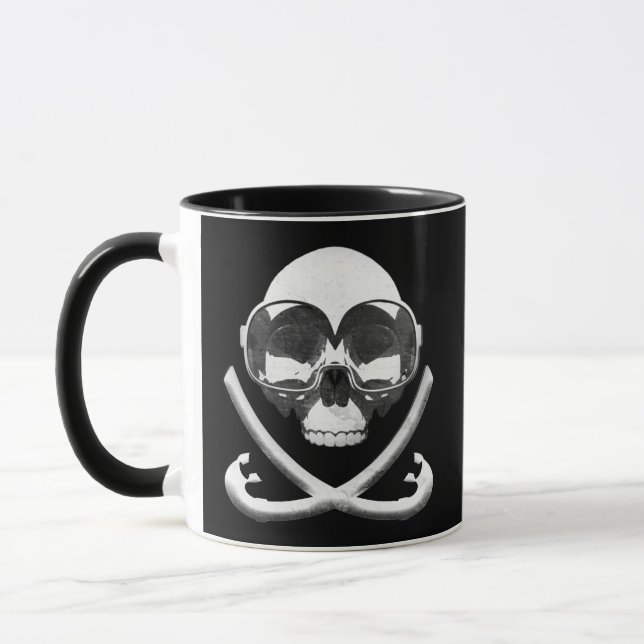 Taza Buceo con tubo y bandera de cráneo pirata de buceo (Izquierda)