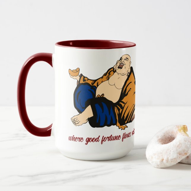 Taza Buda Donde La Buena Fortuna Fluye Con Cada Sip (Con donut)