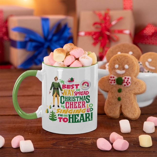 Taza Buddy the Elf | Navidades Cheer Cita Gráfica (Mug on Christmas table)