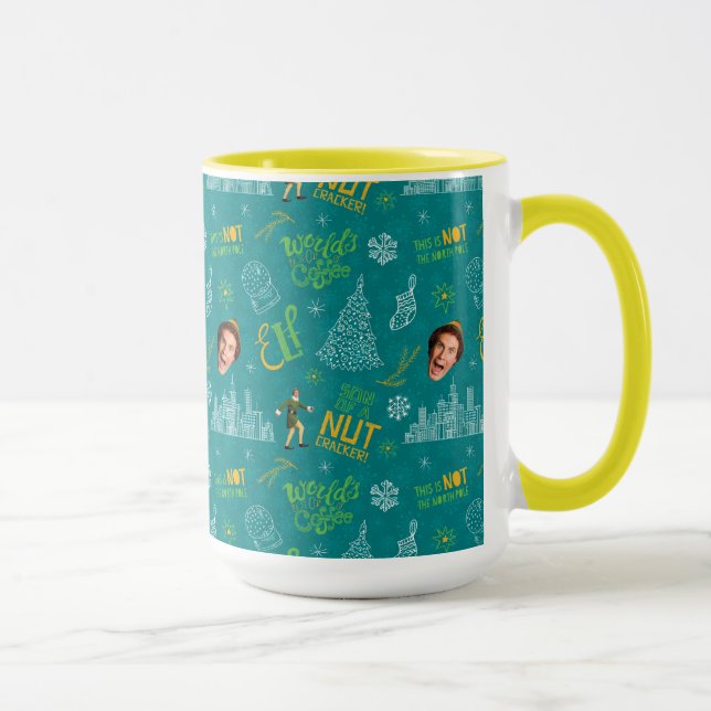 Taza Buddy the Elf Verde azulado patrón de citas (Derecha)