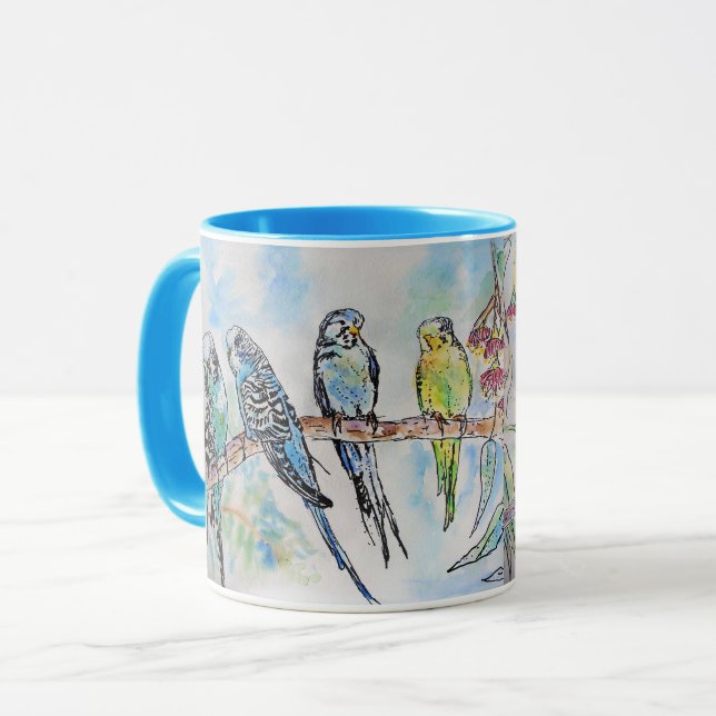 Taza Budgie Watercolor Mug Blue (Anverso izquierdo)