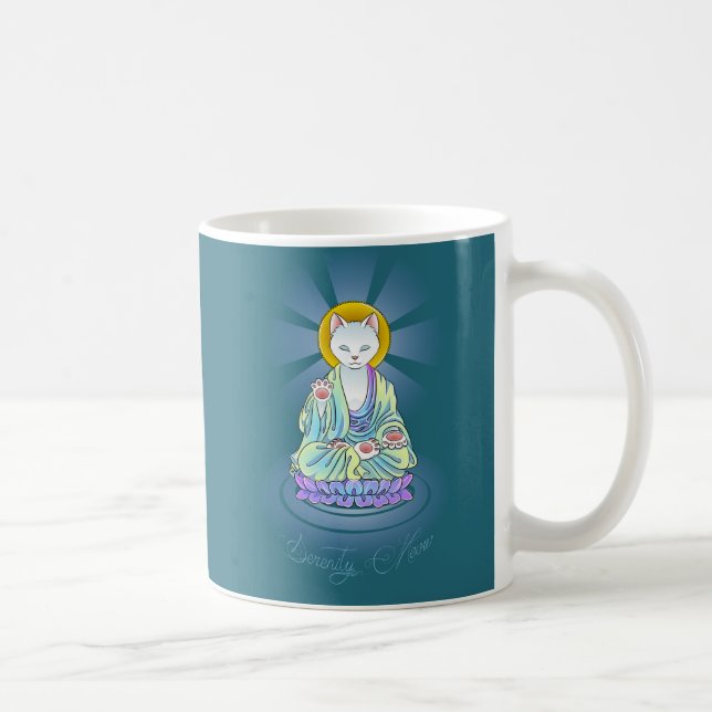 Taza budista del gato del maullido de la serenidad (Derecha)