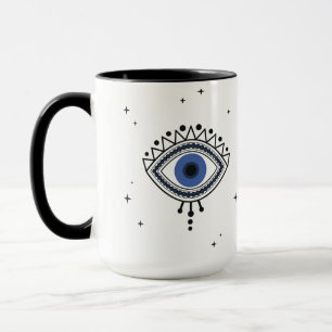 Taza Buena suerte símbolo de bruja mágica azul de los