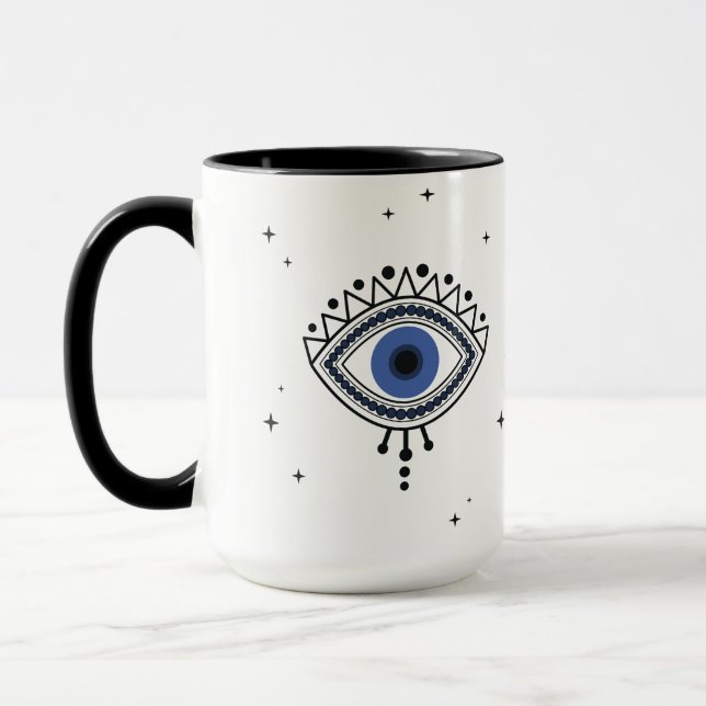Taza Buena suerte símbolo de bruja mágica azul de los o (Izquierda)