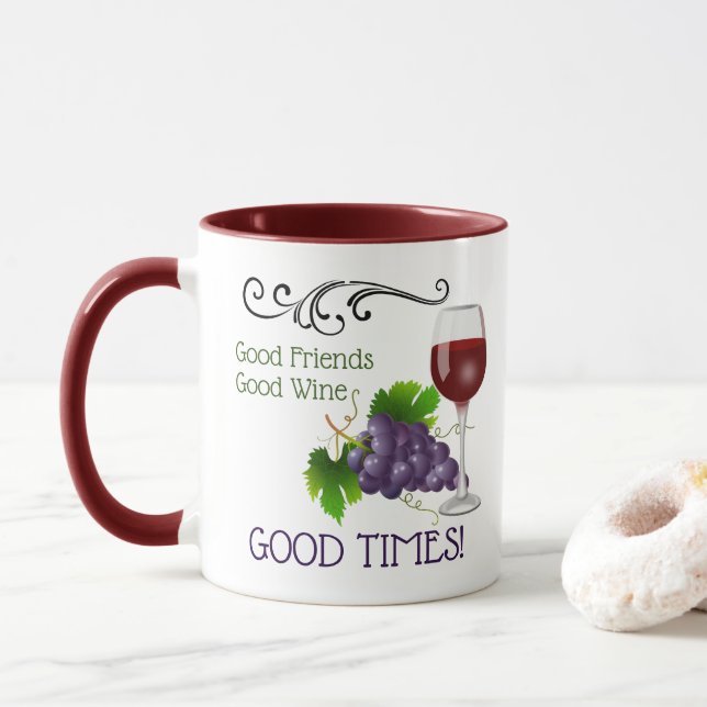 Taza Buenos amigos, buen vino (Con donut)