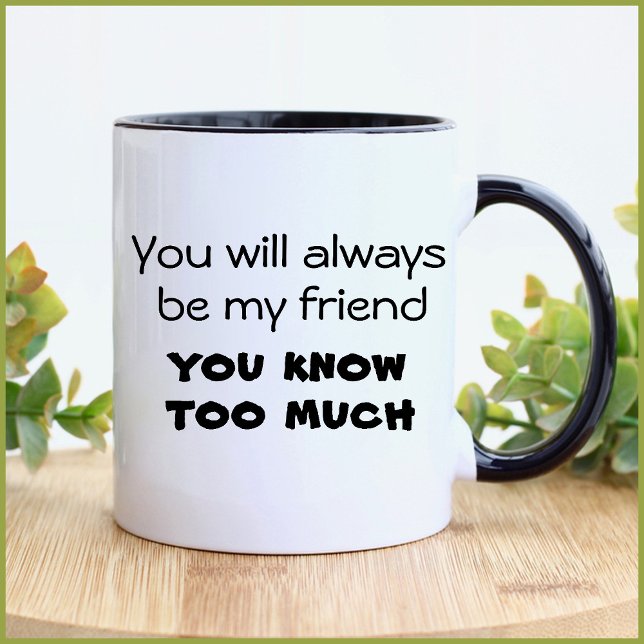 Taza Buenos amigos divertidos para siempre tipografía m (Best friends forever funny, simple black and white quote. Typography design for a cute, trendy gift.)