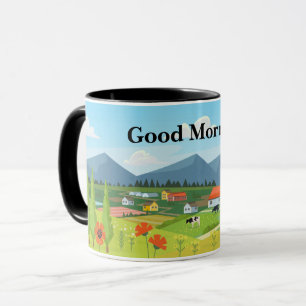 Taza Buenos días Campana de la vida de la granja rural 