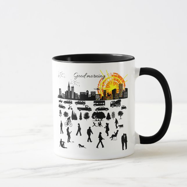 Taza Buenos días, ciudad divertida, elegante, única (Derecha)
