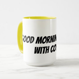 Taza buenos días comienzan con café