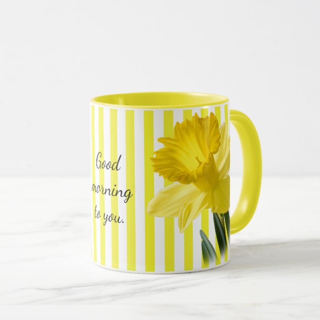 Taza Buenos días, fotografía floral amarillo daffodil (Anverso derecho)
