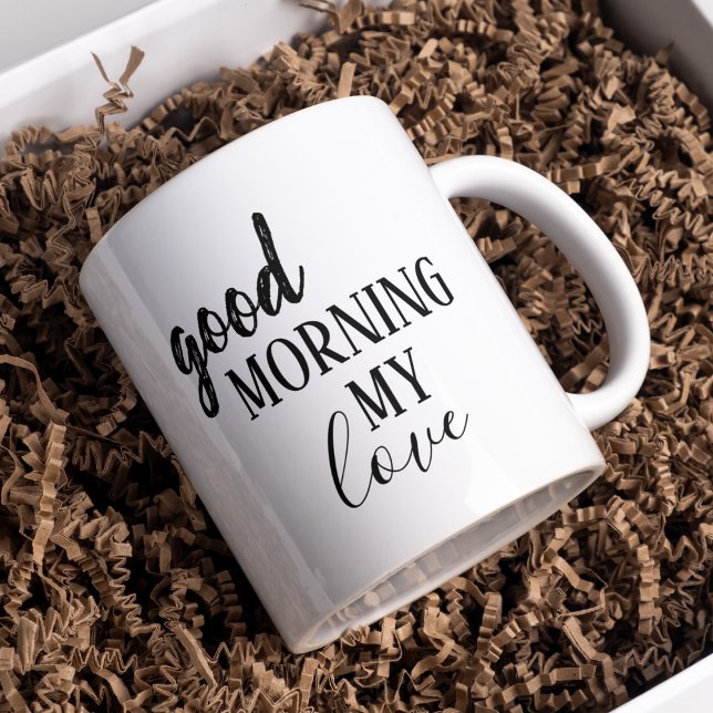 Taza Buenos días negros modernos mi amor (Subido por el creador)