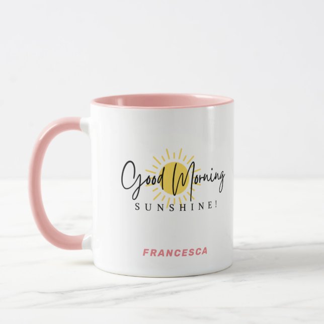 Taza Buenos días Sunshine amarillo Peach negro (Izquierda)