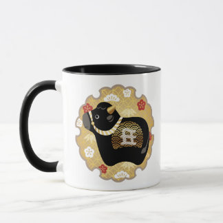 Taza Buey negro lindo, Año Nuevo Chino del Oxi