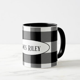 Taza búfalo blanco y negro con nombre