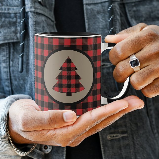 Taza Búfalo negro rojo plantado árbol de Navidad (Subido por el creador)