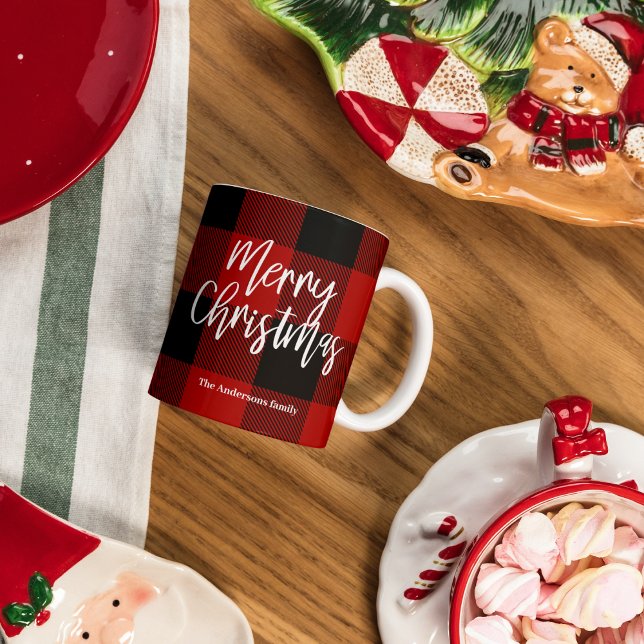 Taza Búfalo Rojo en Navidad |Nombre personal (Subido por el creador)