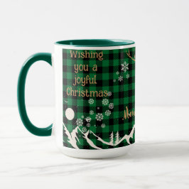 Taza Búfalo verde ruso Navidades de renos mug