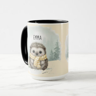 Taza Bufanda de erizo de acuarela personalizada y adora