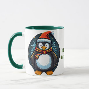 Taza Bufanda de sombrero de Santa de pingüino Navidad f