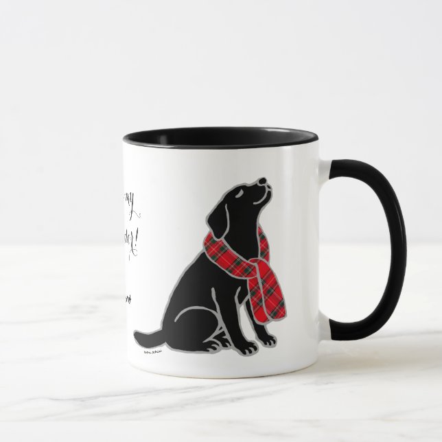 Taza Bufanda negra 2 del tartán de Labrador (Derecha)