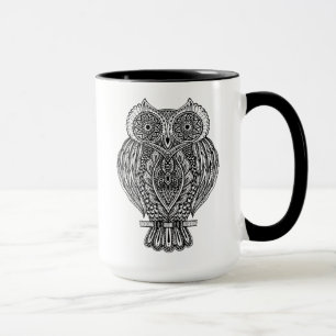 Taza Búho adornado dibujado mano inspirado