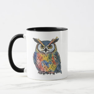 Taza Búho Colorido Acuarela