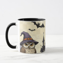 Taza Búho de Halloween Vintage Calabaza Esqueleto Espel
