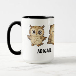 Taza Búho Dibujado a Mano Personalizado Lindo