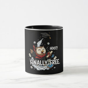 Taza Búho Divertido de Graduación Finalmente Libre Cari