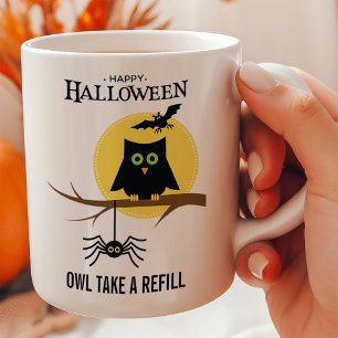 Taza Búho Espeluznante y Araña de Halloween Personaliza