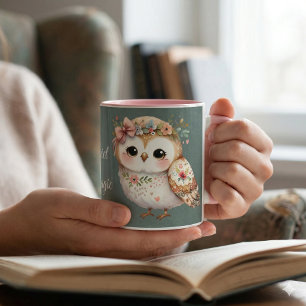 Taza Búho Floral Adorable con Lazo