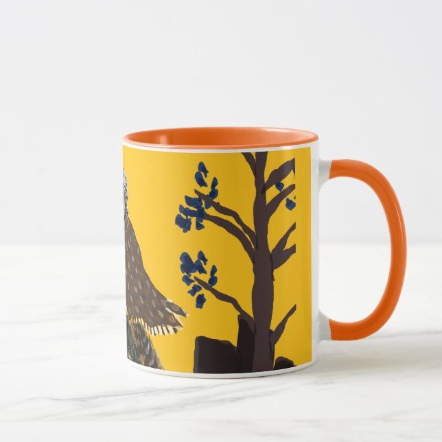 Taza Búho folklórico en tocón de árbol (Derecha)