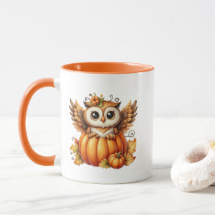 Taza Búho lindo de temporada de otoño