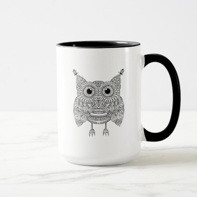 Taza Búho lindo del Doodle (Derecha)