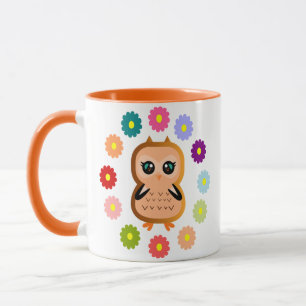 Taza búho lindo y kawaii Animales salvajes Hoot colorid