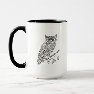 Taza Búho mágico inspirado que se sienta en rama