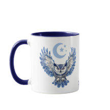 Búho Nocturno Monograma Azul y Luna