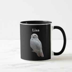 Taza Búho personalizado de la nieve en negro