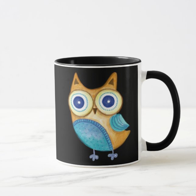 Taza Búho retro del arte popular (Derecha)