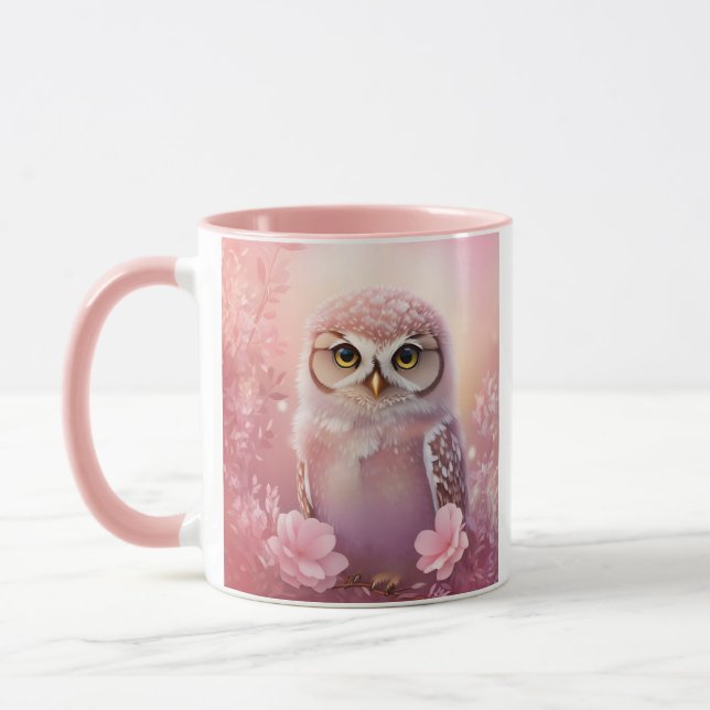 Taza Búho rosado adorable (Izquierda)
