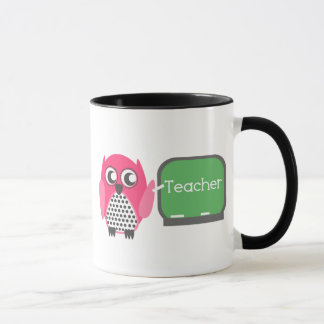 Taza Búho rosado en la pizarra