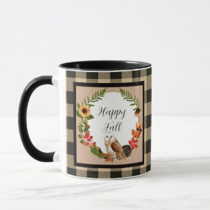 Taza Búho y naturaleza con texto personalizable
