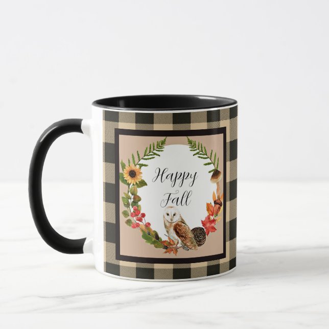 Taza Búho y naturaleza con texto personalizable  (Izquierda)